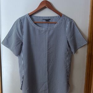 Banana Republic Navy and White Striped Blouse